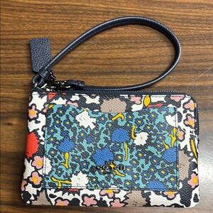 Coach Wristlet In Mixed Yankee Floral Print Coated Canvas